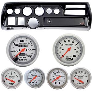 70-72 Chevelle Sweep Black Dash Carrier Auto Meter Ultra Lite Mechanical Gauges
