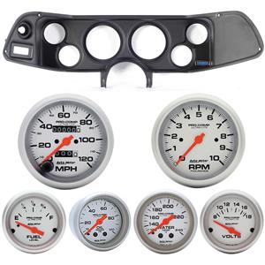 70-78 Camaro Black Dash Carrier w/Auto Meter Ultra Lite Mechanical Gauges