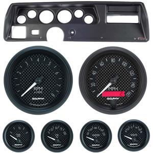 70-72 Chevelle Sweep Black Dash Carrier w/ Auto Meter GT Gauges