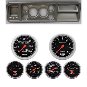 73-79 Ford Truck Silver Dash Carrier w/ Auto Meter Sport Comp Mechanical Gauges