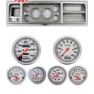 73-79 Ford Truck Silver Dash Carrier w/ Auto Meter Ultra-Lite Mechanical Gauges