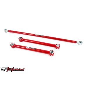 UMI Performance 203438-R GM F-Body Non Adj Rear Low Control Arms & Dbl Adj Panhard Bar Kit Roto Red