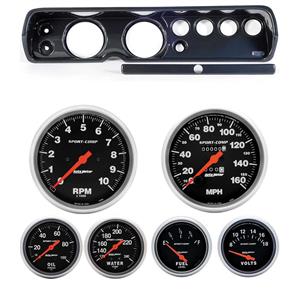 64 Chevelle Carbon Dash Carrier w/ Auto Meter 5" Sport Comp Mechanical Gauges