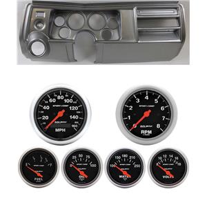 69 Chevelle Silver Dash Carrier w/ Auto Meter 3-3/8" Sport Comp Electric Gauges