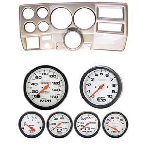 73-83 GM Truck Silver Dash Carrier w/ Auto Meter 5" Phantom Mechanical Gauges
