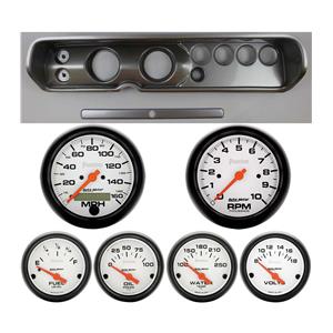 65 Chevelle Silver Dash Carrier w/ Auto Meter 3-3/8" Phantom Electric Gauges