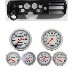 68 Chevelle Black Dash Carrier w/ Auto Meter 3-3/8" Ultra-Lite Mechanical Gauges
