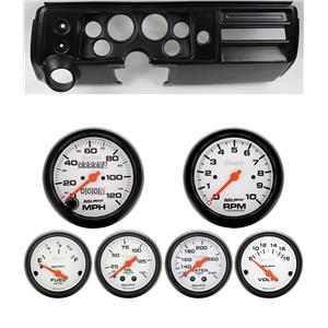 68 Chevelle Black Dash Carrier w/ Auto Meter 3-3/8" Phantom Mechanical Gauges