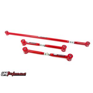 UMI Performance 201829-R GM F-Body Rear Lower Control Arms & On-Car Adj. Panhard Bar Kit - Red