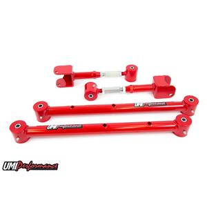 UMI Performance 401526-R GM UMI A-Body Lower Control Arm & Adjustable Upper Control Arm Kit - Red