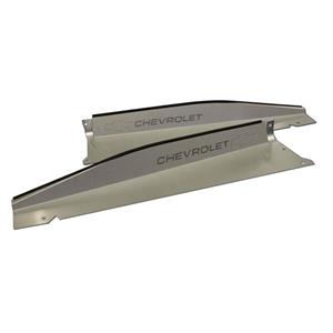 67-68 GM Truck Radiator Show Filler Panel Clear Anodized Bowtie & Chevrolet