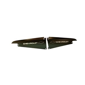 64 Impala Radiator Show Filler Panel Black Anodized Bowtie & Chevrolet 64IM-04B