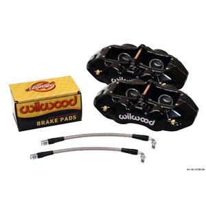 WILWOOD BLACK BRAKE CALIPER, PAD, AND LINE KIT, 4 PISTON REAR, 1965-1982 CHEVROLET CORVETTE, C2, C3,