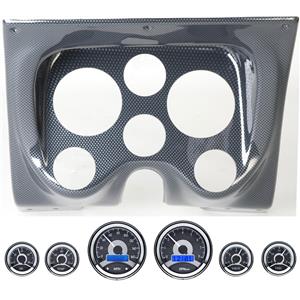 67 68 Camaro Carbon Dash Carrier Panel w/ Dakota Digital VHX Universal 6 Gauge