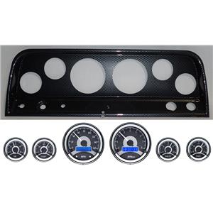 64-66 Chevy Truck Carbon Dash Carrier w/ Dakota Digital VHX Universal 6 Gauge