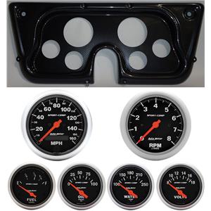 67-72 GM Truck Carbon Dash Carrier w/Auto Meter Sport Comp Electric Gauges