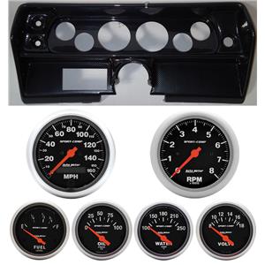 68 Nova Carbon Dash Carrier w/Auto Meter Sport Comp Electric Gauges