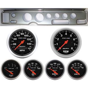 70-81 Firebird Silver Dash Carrier w/Auto Meter Sport Comp Electric Gauges
