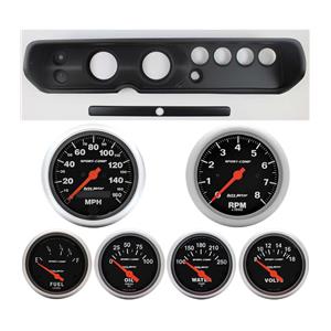 65 Chevelle Black Dash Carrier w/ Auto Meter 3-3/8" Sport Comp Electric Gauges