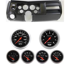 69 Chevelle Black Dash Carrier w/ Auto Meter 3-3/8" Sport Comp Electric Gauges