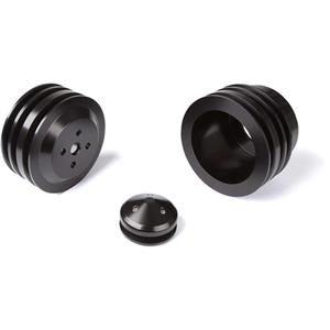 CVF Racing Stealth Black Ford Small Block Pulley Kit A/C 3V  WP and 3V Crank