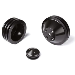 CVF Racing Stealth Black Chevy Small Block Pulley Kit V-Belt, LWP 3V