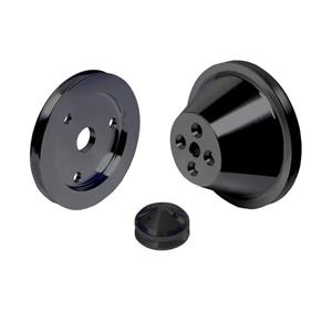 CVF Racing Stealth Black Chevy Small Block Pulley Kit V-Belt, Short Water Pump 1V
