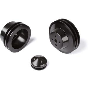 CVF Racing Stealth Black Ford Small Block Pulley Kit PS (3 Bolt Crank)