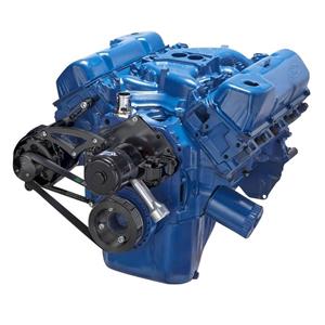 Stealth Black Ford 351C Serpentine System - Alternator Only, Electric Water Pump