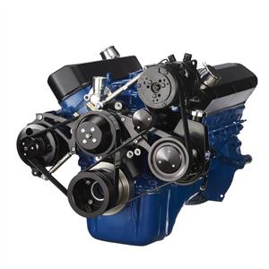 Stealth Black Ford 289-302-351W Serpentine Conversion Kit - Alternator, Power Steering & A/C