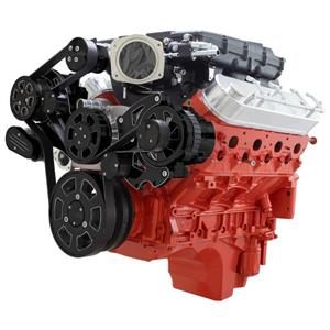 CVF Racing Black Diamond Chevy LS Serpentine Kit - Edelbrock - AC & Alternator