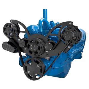 Stealth Black Serpentine System for AMC Jeep 304, 360 & 401 - Alternator Only - All Inclusive