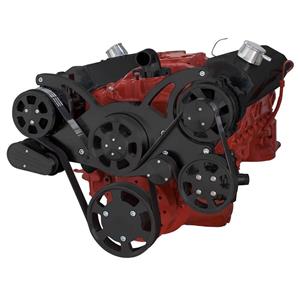 Black Serpentine System for SBC 283-350-400 - AC, Power Steering & Alternator - All Inclusive