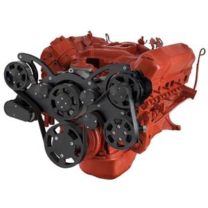 Stealth Black Serpentine System for Big Block Mopar 426 Hemi - Power Steering - All Inclusive