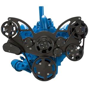 Stealth Black Serpentine System for AMC Jeep 304, 360 & 401 - Power Steering & Alternator