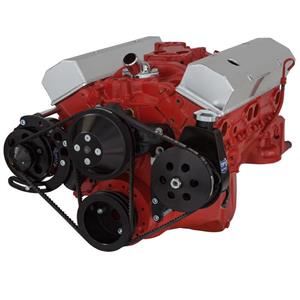 CVF Racing Black Chevy Small Block V-Belt System - Alternator & Power Steering, LWP
