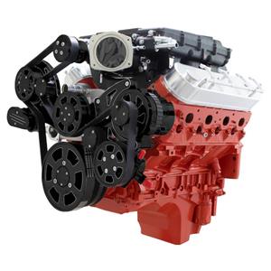 CVF Racing Black Diamond Chevy LS Serpentine Kit - Edelbrock - Power Steering & Alternator