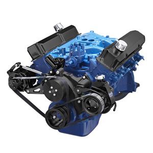 CVF Racing Black Ford 390 Serpentine System - Power Steering & Alternator