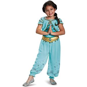 Jasmine Teal Aladdin Disney Prestige Princess Girl Costume Medium 7-8