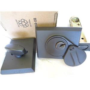 Emtek Assa Abloy 8465FB Square Deadbolt LockSet 2-1/4" Backset Flat Black Bronze