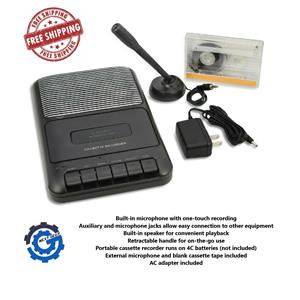 New ONN Portable Cassette Recorder Player Built In Speaker & External Microphone
