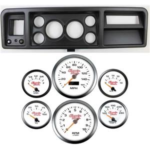 73-79 Ford Truck Black Dash Carrier w/ 3-3/8" Concourse Series White Gauges