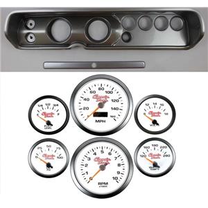 65 Chevelle Silver Dash Carrier w/ 3-3/8" Concourse Series White Gauges