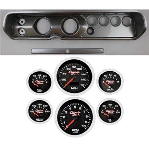65 Chevelle Silver Dash Carrier w/ 3-3/8" Concourse Series Black Gauges
