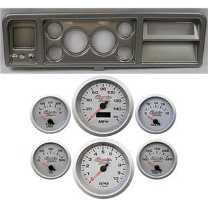 73-79 Ford Truck Silver Dash Carrier w/ 3-3/8" Concourse Series Silver Gauges