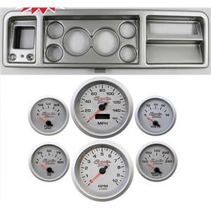 73-79 Ford Truck Silver Dash Carrier w/ 3-3/8" Concourse Series Silver Gauges