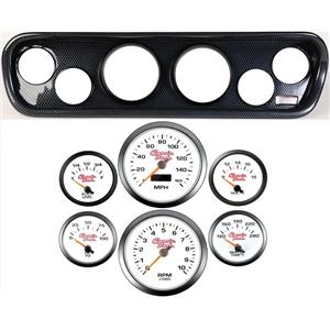 64-66 Mustang Carbon Dash Carrier Concourse White Face Gauges