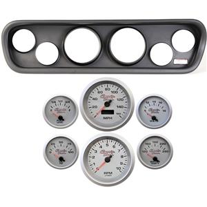 64-66 Mustang Black Dash Carrier Concourse Silver Face Gauges