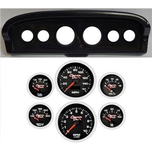 61-66 Ford Truck Carbon Dash Carrier Concourse Black Face Gauges