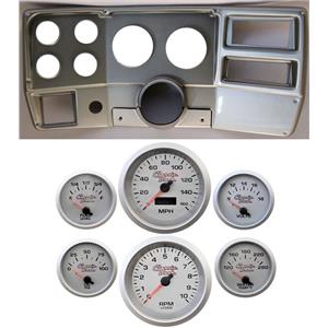 84-87 Chevy Truck Silver Dash Carrier Concourse Silver Face Gauges